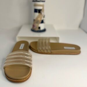 Steve Madden Nude Clear Strap Slide Sandals